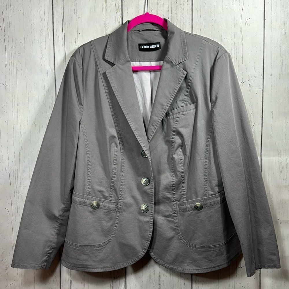 Gerry Weber Gray Blazer Jacket Womens Classic Workwear Minimalist Officecore